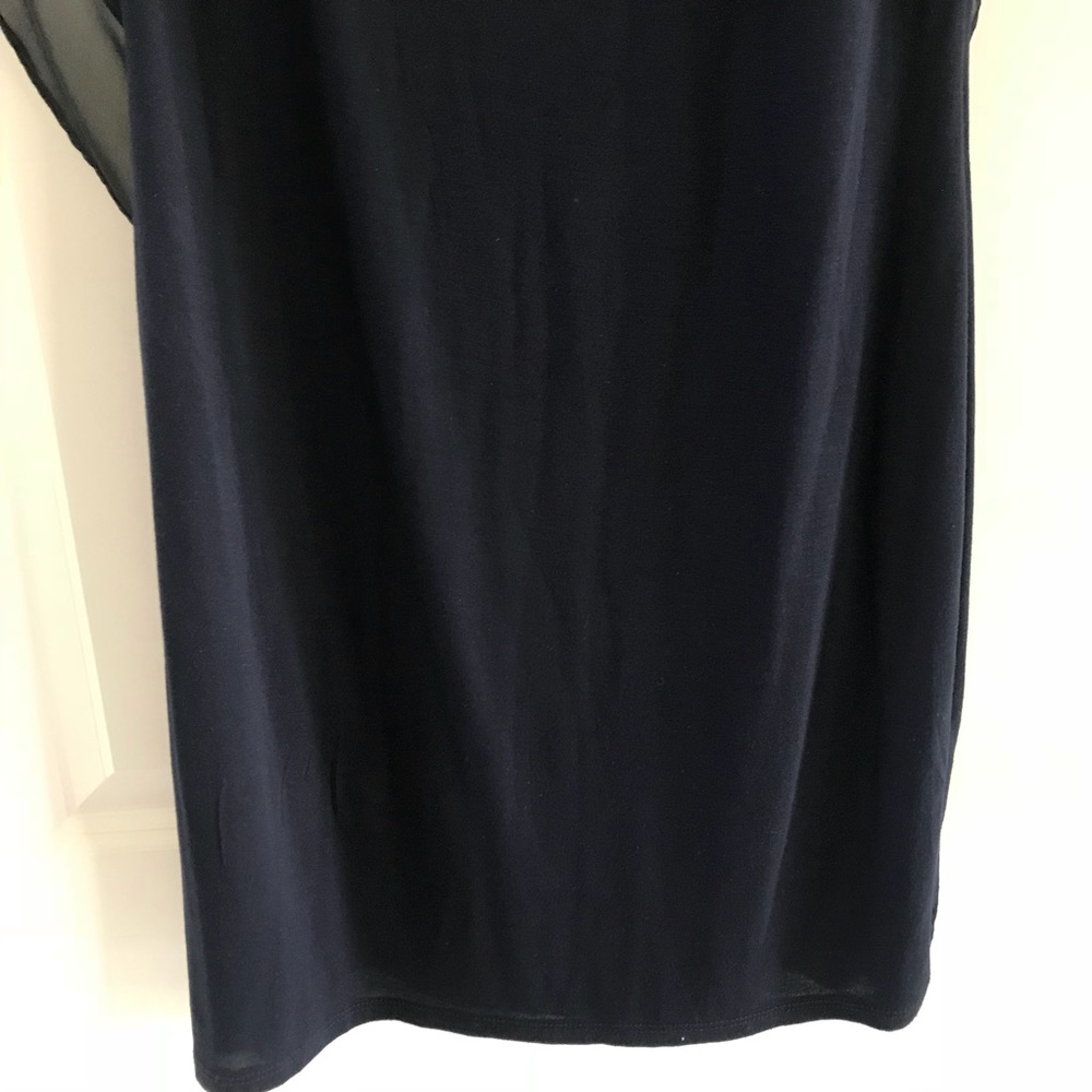 Bailey 44 navy Dress Sleeveless Leather Chiffon M - Picture 6 of 6